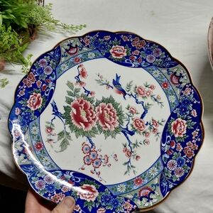vintage Tosho fine china platter or charger, featuring a hand-painted Japanese